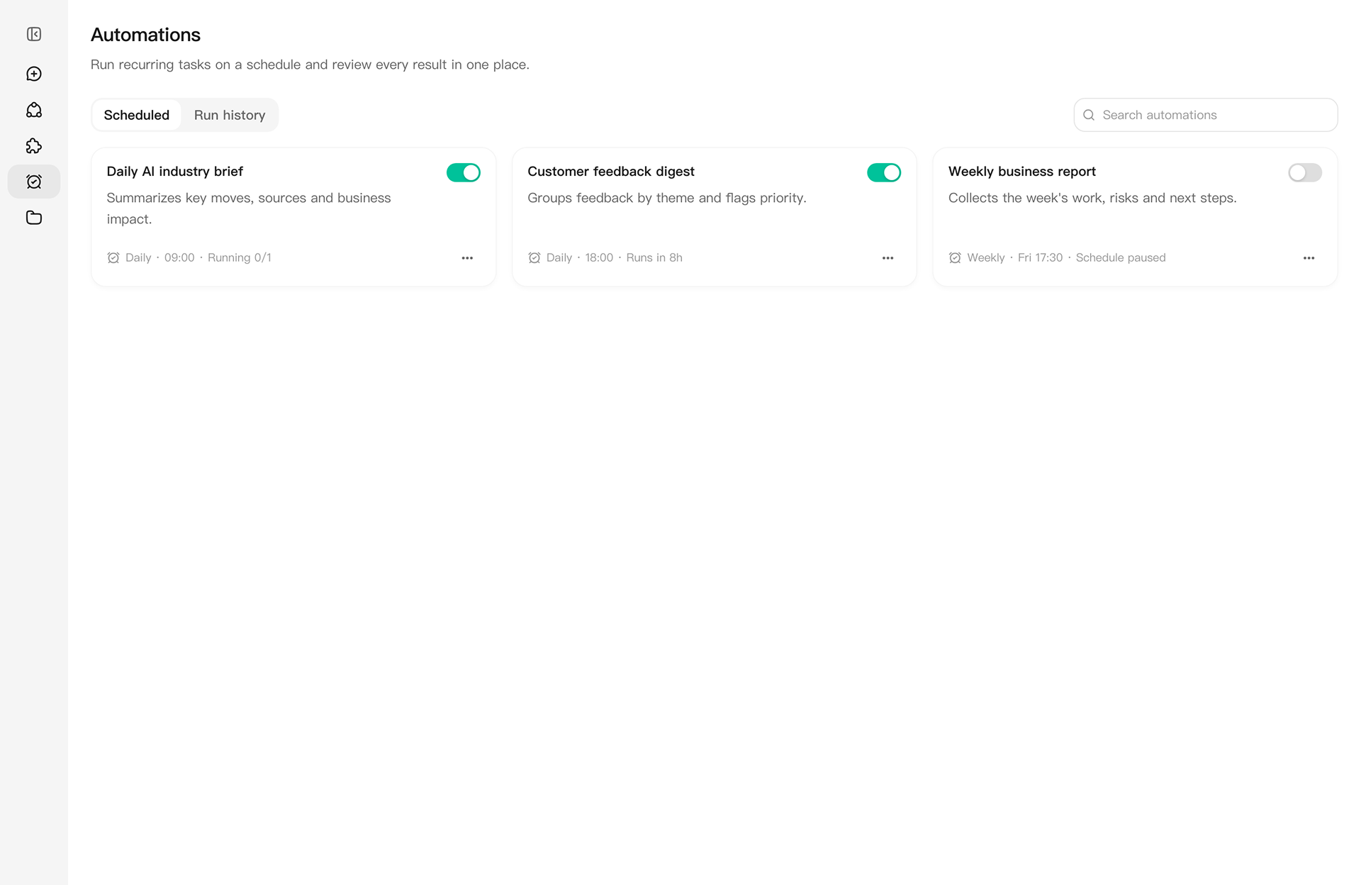 Automations interface preview